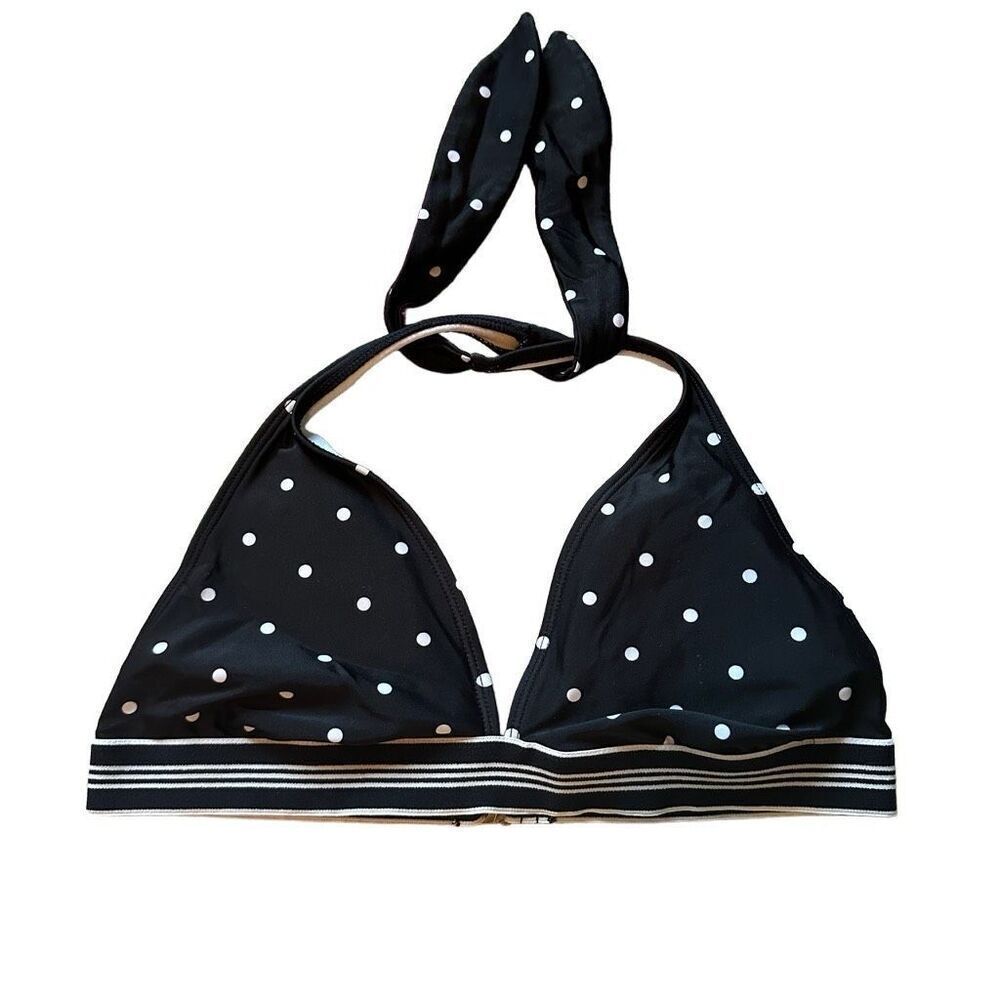 Chaps Black and white polka dot bikini top- size 12